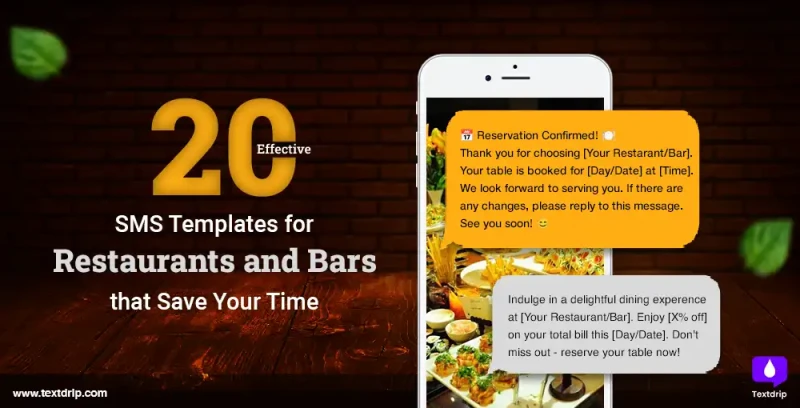 sms templates for restaurants and bars